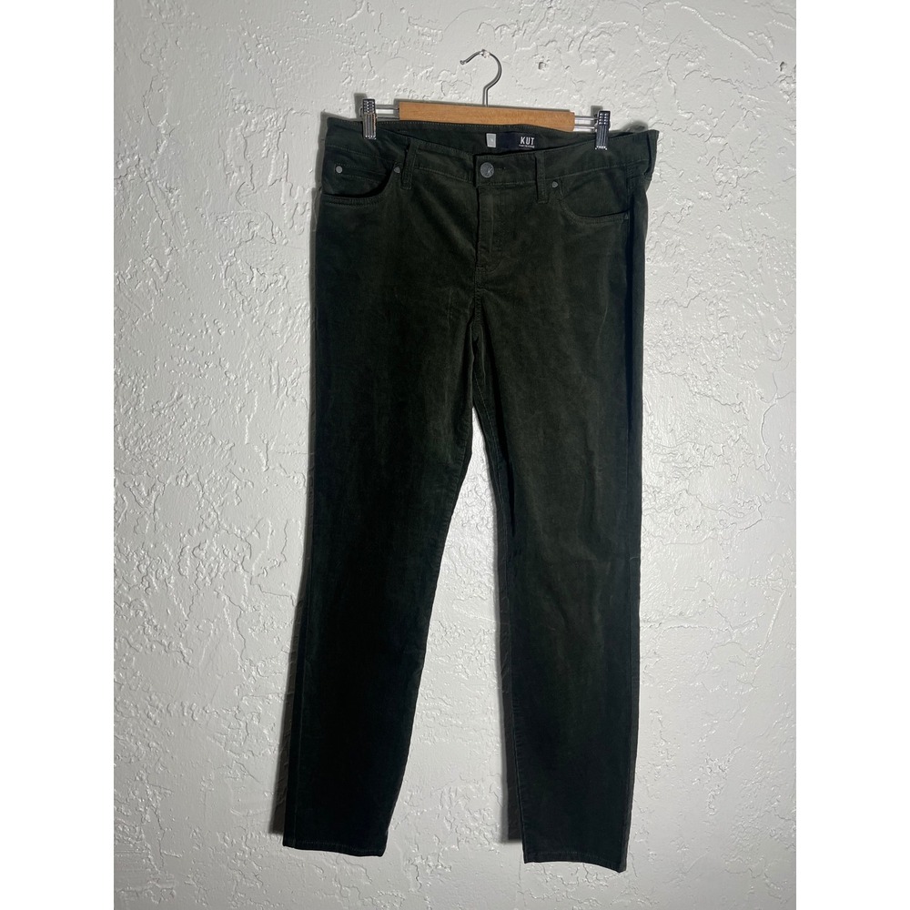 KUT From The Kloth Diana Fab AB Skinny Pants Size 14 Olive Green High Rise